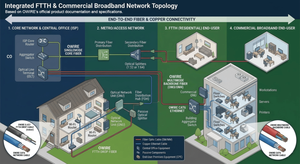 OWIRE fiber optic last 100-meter rapid termination connection
