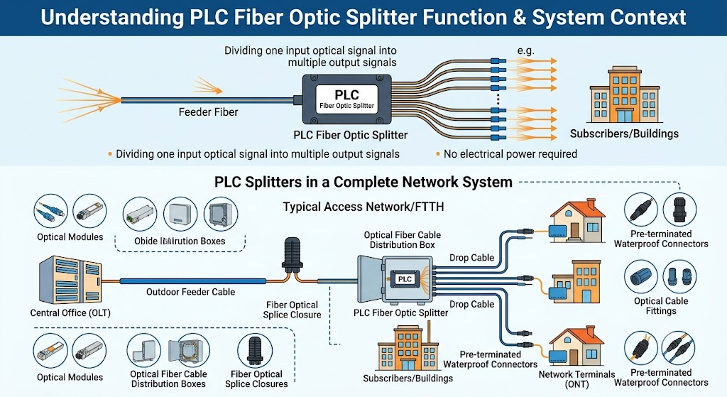 PLC fiber optic splitter for FTTH passive optical network