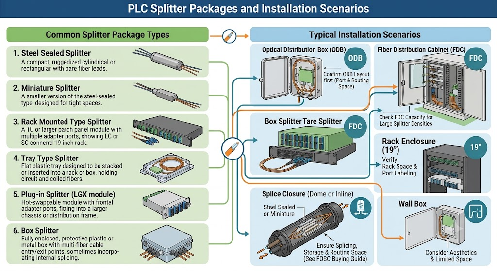 PLC fiber optic splitter for FTTH passive optical network