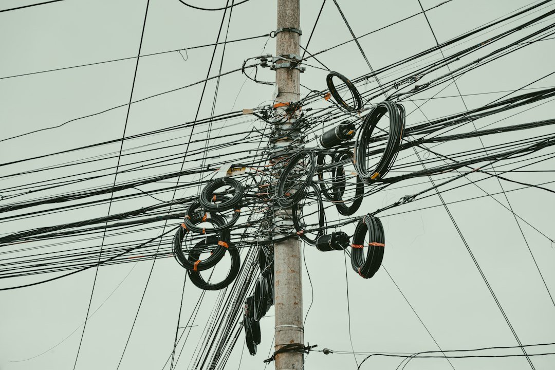 Aerial utility poles and telecom wires for fiber optic cable route planning